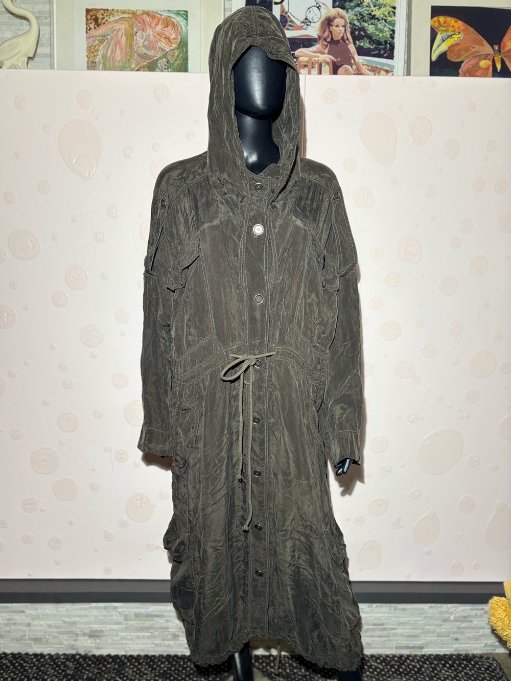 Zara SRPLS PRK PRCHT 12 Parachute Parka Coat Jacket - Cupro Blend - Size XS/S